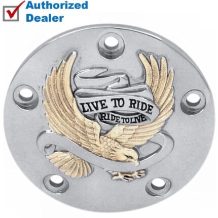 Drag Chrome Gold 5-Bolt Eagle Ignition Cover Live to Ride Harley Twin Cam 99-17