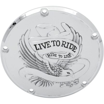 Drag Specialties Chrome 5 Hole Live To Ride Derby Cover Harley Big Twin 99-18