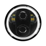 Hogworkz 5-3/4" White LED Halomaker Head Lamp Light Black Harley Dyna Softail XL