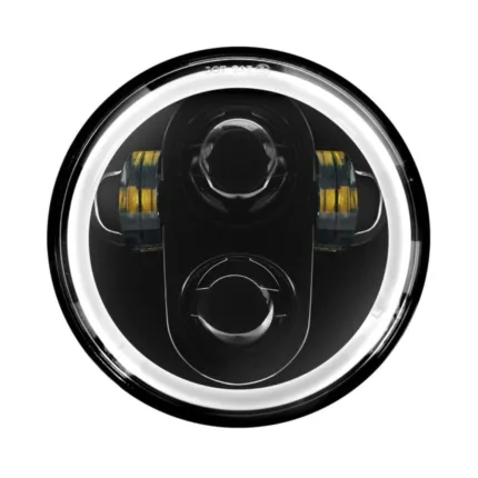 Hogworkz 5-3/4" White LED Halomaker Head Lamp Light Black Harley Dyna Softail XL