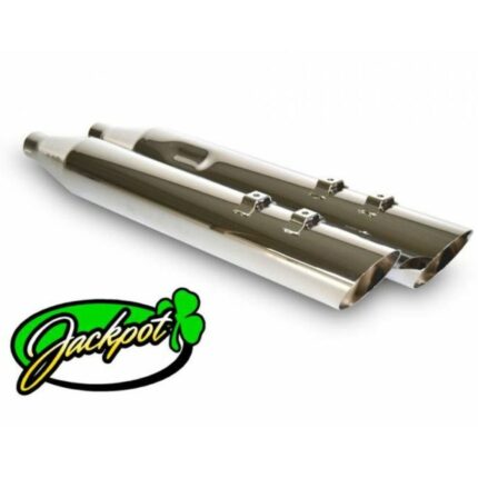 Jackpot 4" Street Outlaw Slash Down Chrome Slip On Mufflers Harley Touring 99-16