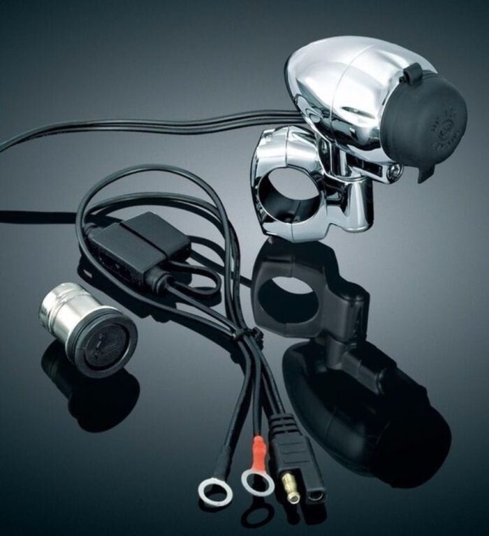 Kuryakyn Chrome Handlebar 1" Mount Power Point Charger Cigarette Lighter Harley