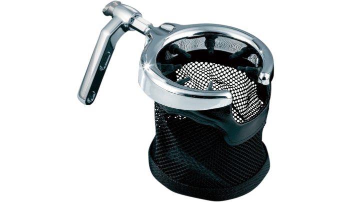 Kuryakyn Universal Drink Holder Basket Cup Holder Chrome Black Mount Harley