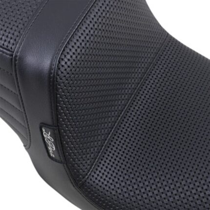 Le Pera Black Tailwhip 2 Up Basket Weave Seat Harley Dyna Super Glide FXD 99-03