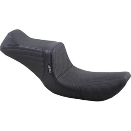 Le Pera Black Tailwhip 2 Up Basket Weave Seat Harley Dyna Super Glide FXD 99-03