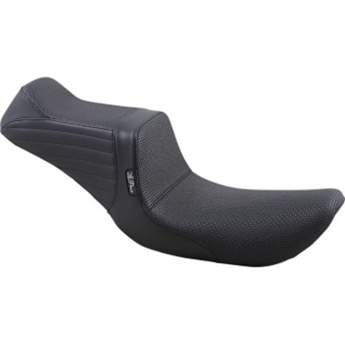 Le Pera Black Tailwhip 2 Up Basket Weave Seat Harley Dyna Super Glide FXD 99-03