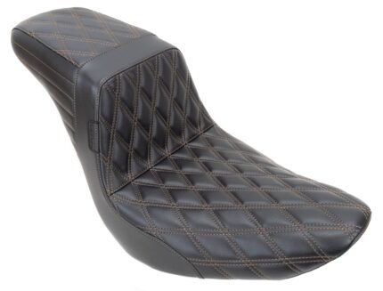 Le Pera Kickflip Brown Double Diamond 2Up Seat Harley Softail M8 18+ FXLRS FLSB