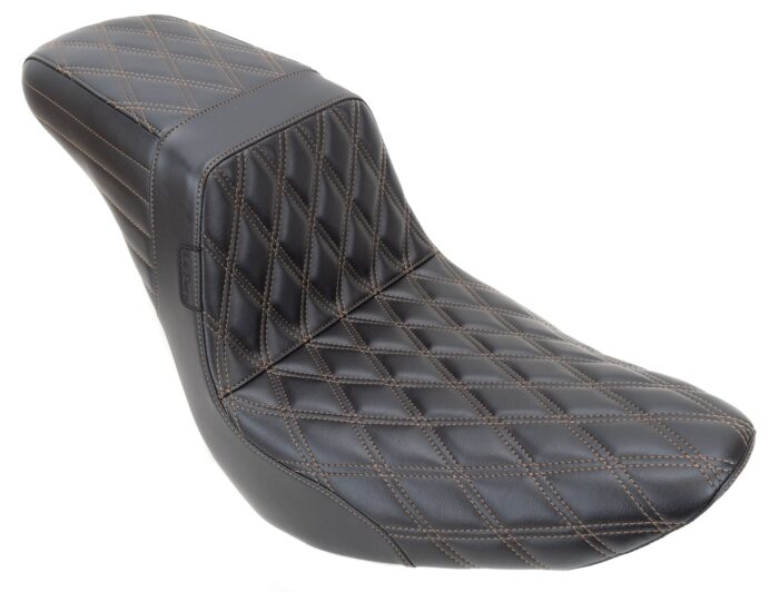 Le Pera Kickflip Brown Double Diamond 2Up Seat Harley Softail M8 18+ FXLRS FLSB
