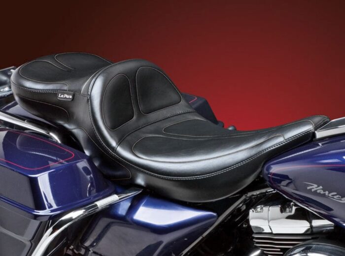 Le Pera Maverick Stitched Black 2 Up Daddy Long Legs Seat Harley Touring 02-07