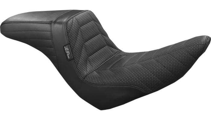 LePera Kickflip Seat Track Pleat Black Marathon Foam BikerTec Harley Softail 18+