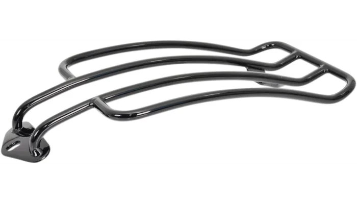 Motherwell 6" x 11" Solo Luggage Rack Gloss Black Steel Harley Softail 18-21