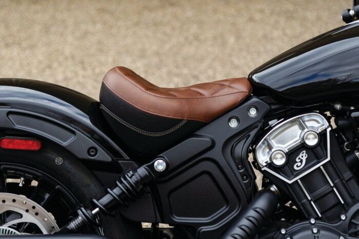 Mustang Brown Standard Touring Solo Seat Diamond Stitch Indian Scout Bobber 18+