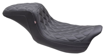 Mustang Double Diamond Squareback Seat Gun Metal Seat Harley Touring 2008+