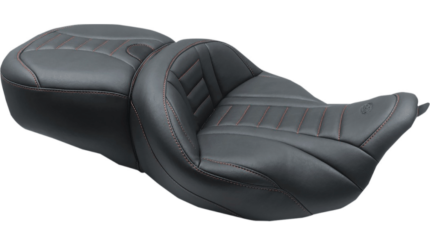 Mustang One-Piece Deluxe Touring Seat Black Red Vinyl Harley Bagger Trike 2008+
