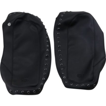 Mustang Saddlebag Black Lid Covers Black Studs 14-21 Harley Touring