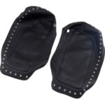 Mustang Saddlebag Black Lid Covers Chrome Studs 14-21 Harley Touring