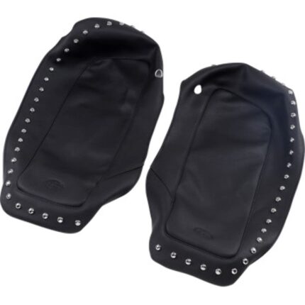 Mustang Saddlebag Black Lid Covers Chrome Studs 14-21 Harley Touring