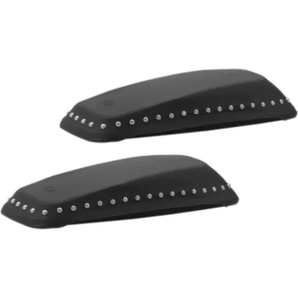 Mustang Saddlebag Black Lid Covers Chrome Studs 14-21 Harley Touring