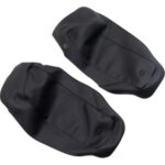 Mustang Saddlebag Plain Black Lid Covers Black Stitching 14-21 Harley Touring