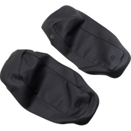 Mustang Saddlebag Plain Black Lid Covers Black Stitching 14-21 Harley Touring
