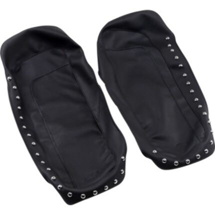Mustang Seats Black Saddlebag Lid Cover Chrome Studs 1993-2013 Harley Touring