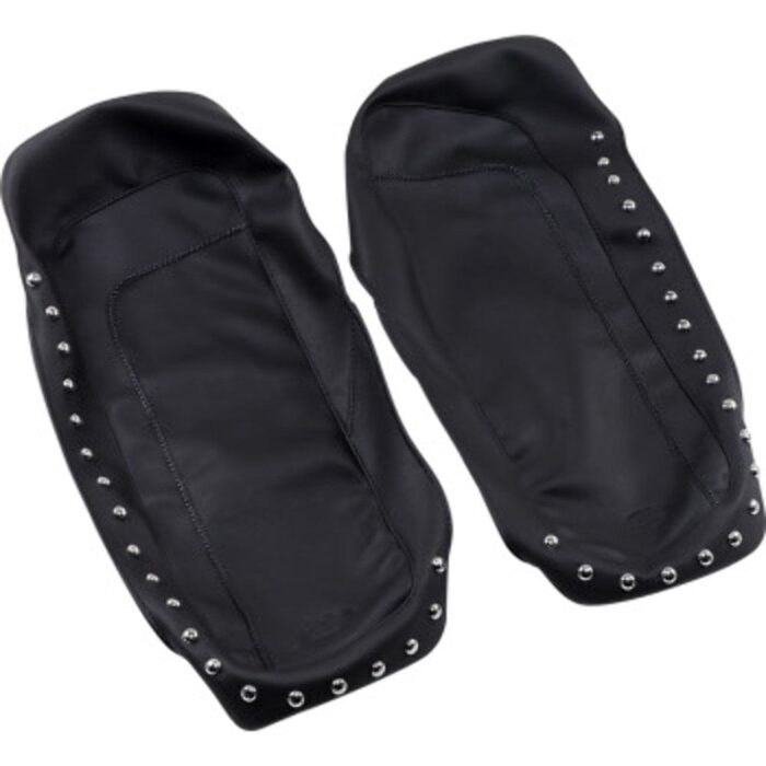 Mustang Seats Black Saddlebag Lid Cover Chrome Studs 1993-2013 Harley Touring