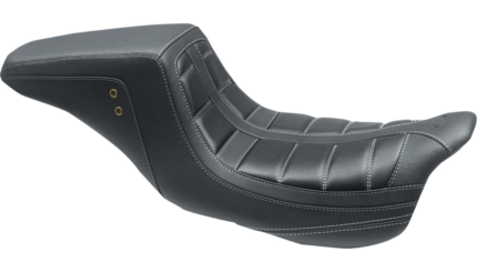 Mustang Squareback One-Piece Seat Tuck and Roll Black Gray Harley Touring 2008+