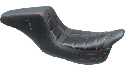 Mustang Squareback One-Piece Seat Tuck and Roll Black Red Harley Touring 2008+