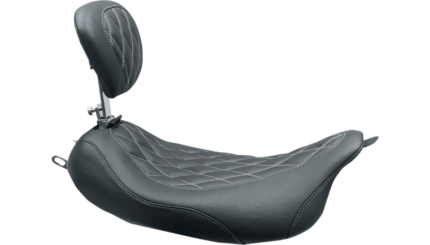 Mustang Wide Tripper Solo Seat Removable Backrest Black Gray Harley Bagger 2008+