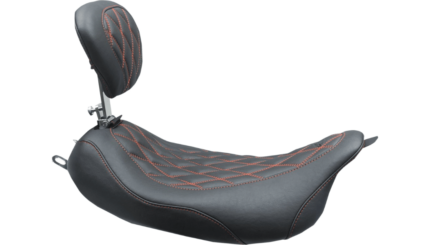Mustang Wide Tripper Solo Seat Removable Backrest Black Red Harley Touring 2008+