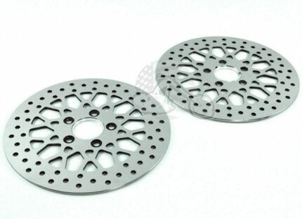 Polished 11.5" Mesh Spoke Stainless Front Rear Disc Brake Rotors Pair Set Harley