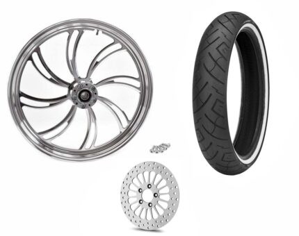Polished Billet 21 3.5 Vortex Front Wheel SD Rim Tire Package WW Harley Touring