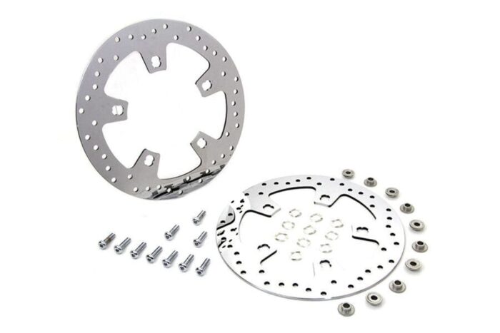 Polished Stainless Custom Enforcer Front Brake Rotor Pair Set 14+ Harley Touring