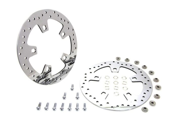 Polished Stainless Custom Enforcer Front Brake Rotor Pair Set 14+ Harley Touring