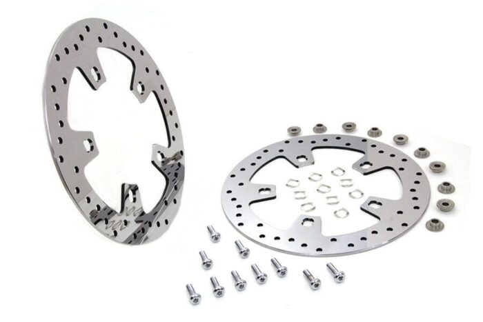 Polished Stainless Custom Enforcer Front Brake Rotor Pair Set 14+ Harley Touring