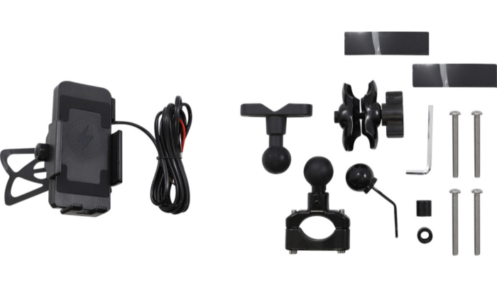 Reda Black Handlebar Ball Mount Phone Holder Inductive Wireless Charger Harley