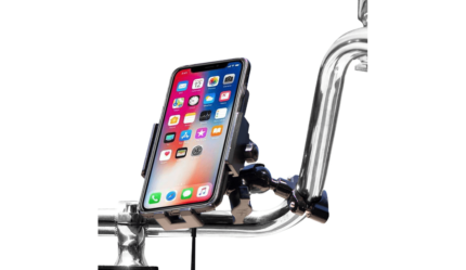 Reda Black Handlebar Ball Mount Phone Holder Inductive Wireless Charger Harley