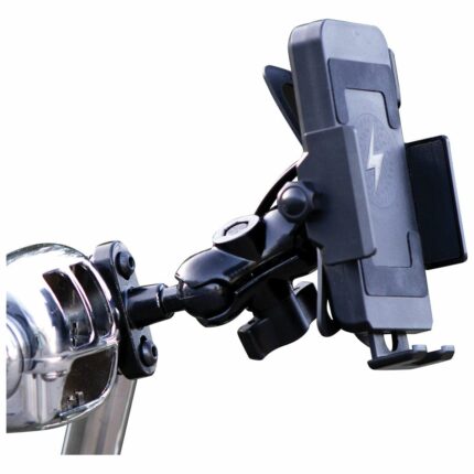 Reda Black Handlebar Ball Mount Phone Holder Inductive Wireless Charger Harley