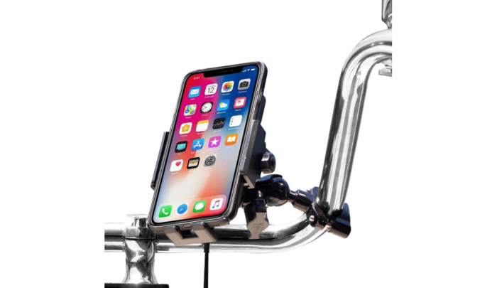 Reda Black Handlebar Ball Mount Phone Holder Inductive Wireless Charger Harley