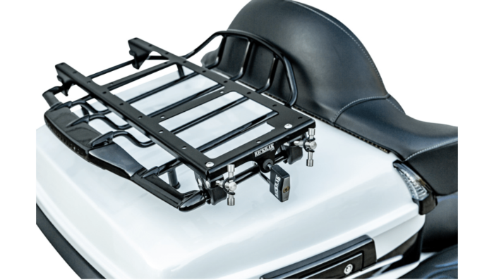 RICKRAK Luggage Bag Rack Mount Black Easy Install Harley Touring w/ Air Wing