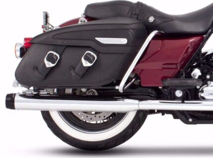 Rinehart Chrome 3.5" Slip-On Black Tip Mufflers Exhaust 1995-2009 Harley Touring