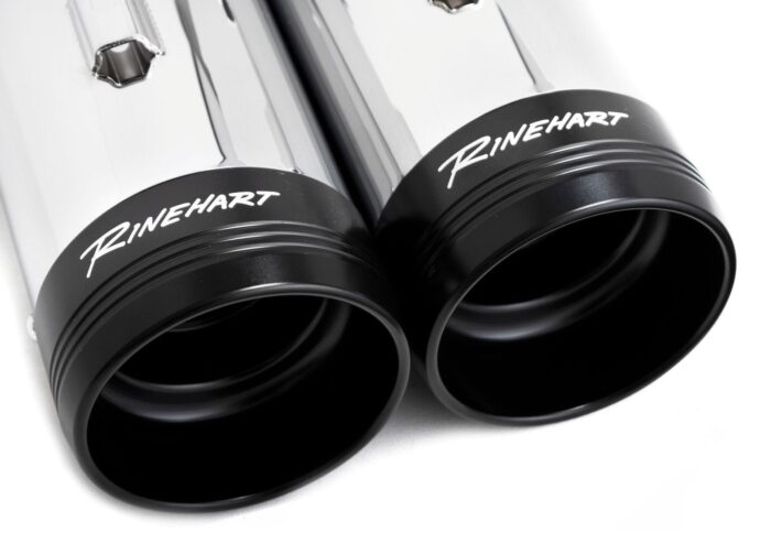 Rinehart Chrome DBX45 4.5" Slip On Mufflers Exhaust Pipes 2017+ Harley Touring