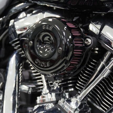 S&S Gloss Black Stealth Mini Tear Drop Air Cleaner Filter Cover Kit Harley M8