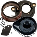 S&S Gloss Black Stealth Mini Tear Drop Air Cleaner Filter Cover Kit Harley M8