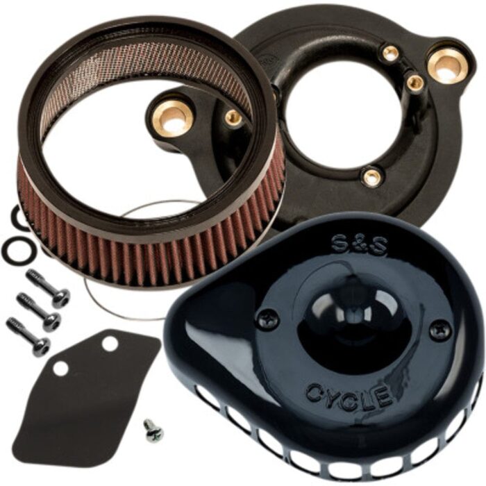 S&S Gloss Black Stealth Mini Tear Drop Air Cleaner Filter Cover Kit Harley M8