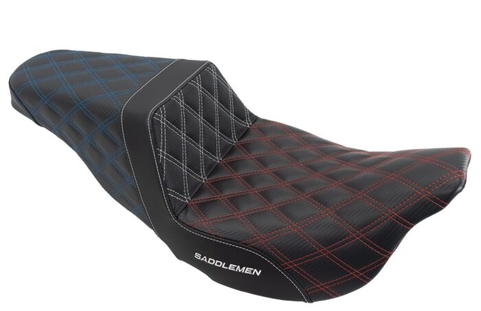 Saddlemen ACM USA Lattice Stitch Carbon Gripper Step Up Seat Harley Touring 08+