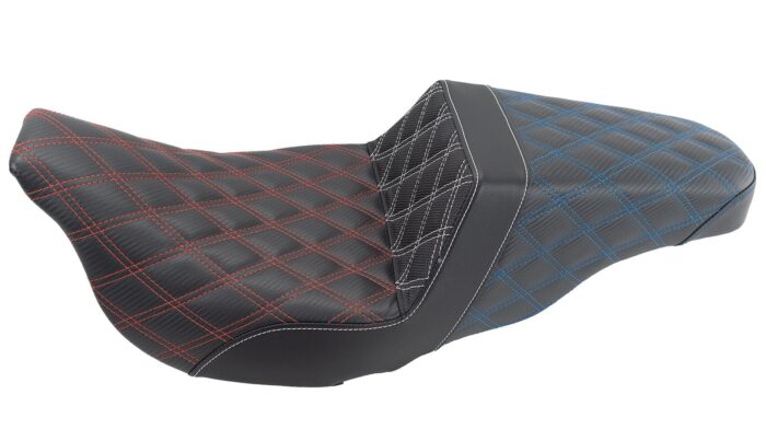 Saddlemen ACM USA Lattice Stitch Carbon Gripper Step Up Seat Harley Touring 08+