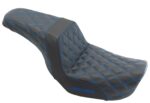 Saddlemen Blue Step 2 Up Lattice Diamond Stitch Seat Harley 06-17 Dyna FXD FLD