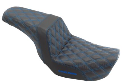 Saddlemen Blue Step 2 Up Lattice Diamond Stitch Seat Harley 06-17 Dyna FXD FLD