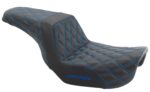 Saddlemen Blue Step 2 Up Lattice Diamond Stitch Seat Harley 06-17 Dyna FXD FLD